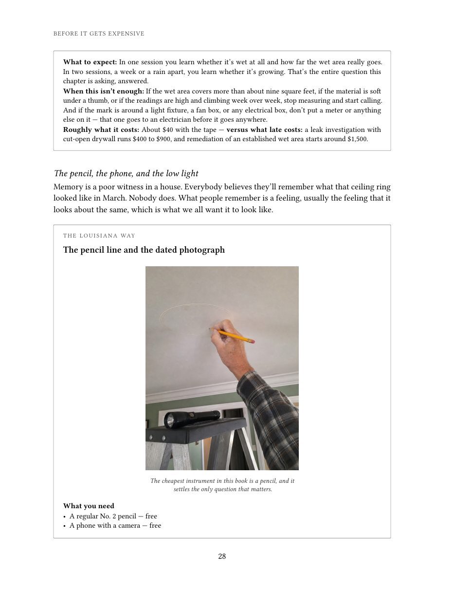 A page from the book: The pencil line and the dated photograph